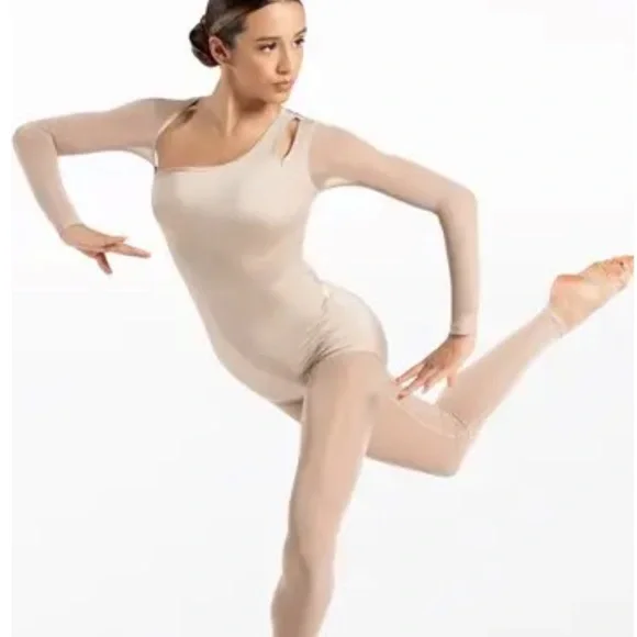 Balera One-Shoulder Mesh detail unitard MC - Picture 2 of 4